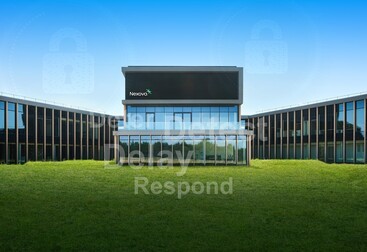 Nexova Cyber Centre photo with words Detect Deter Delay and Respond overlaid